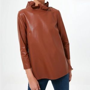 Tuckernuck Cognac Leather Faye Blouse NWT
